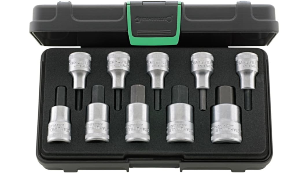 STAHLWILLE 10-Piece Metric 1/2 in Bit Socket Set, Hex Bit