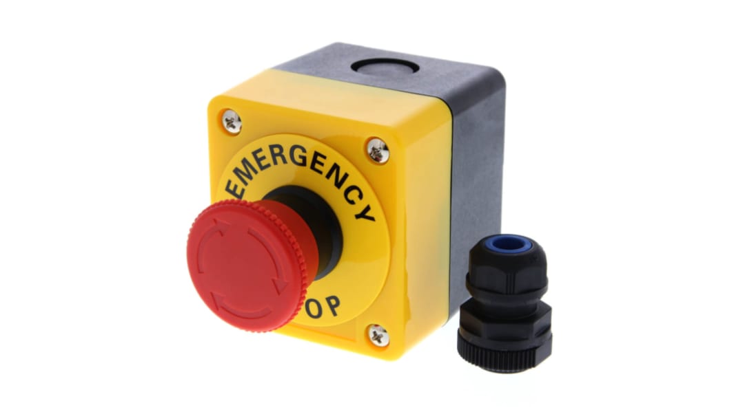 Seta de emergencia Omron serie A22E, DPST, montaje superficial, IP65
