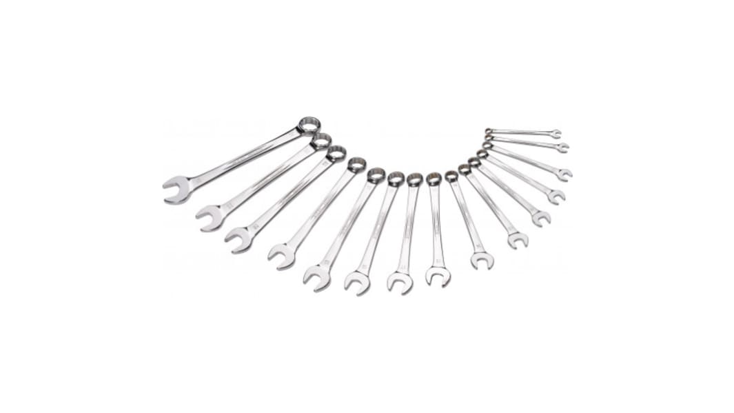 SAM 50N Series 15-Piece Combination Spanner Set, 7 mm, 8 mm, 10 mm, 11 mm, 12 mm, 13 mm, 14 mm, 16 mm, 17 mm, 18 mm, 19