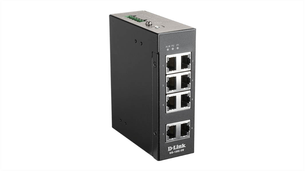 D-Link 8-Port Industrial Fast Ethernet Unmanaged Switch, Unmanaged 8 Port Ethernet Switch