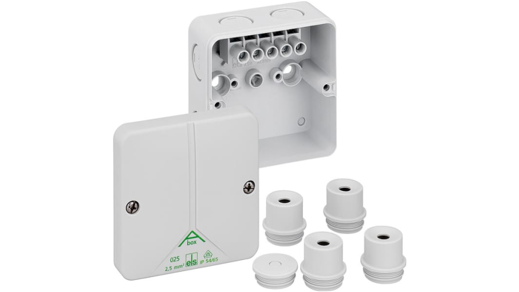 Caja de conexiones Spelsberg 80242001, 5, Poliestireno, Gris, 82mm, 82mm, 52mm, 82 x 82 x 52mm, IP54, IP65