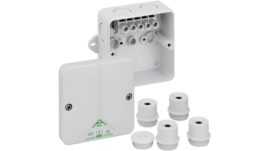Caja de conexiones Spelsberg 80242101, 5, Poliestireno, Gris, 82mm, 82mm, 52mm, 82 x 82 x 52mm, IP54, IP65
