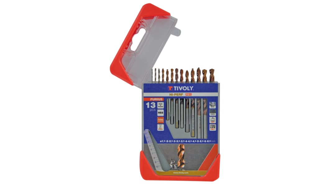 Foret Tivoly HSS 1.5mm à 6.5mm, 13 pièces