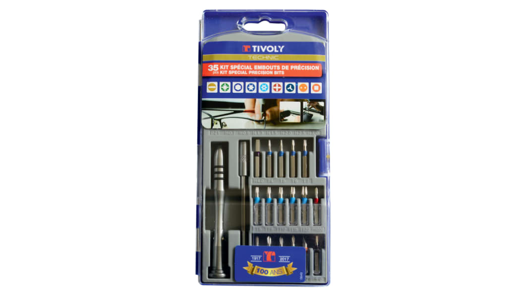 Tivoly Screwdriver Set 35 Pieces, Hexagon, Phillips, Pozidriv, Slotted, Spanner, Tampered Torx, Torx, Tri-Wing