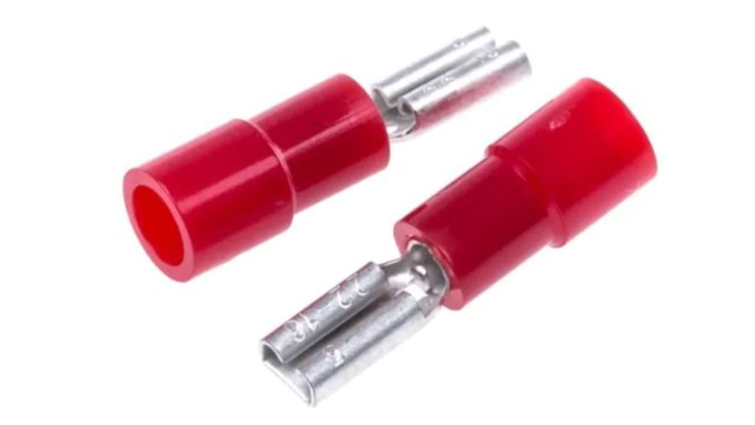 RS PRO Red Insulated Female Spade Connector, Receptacle, 2.8 x 0.5mm Tab Size, 0.5mm² to 1.5mm²