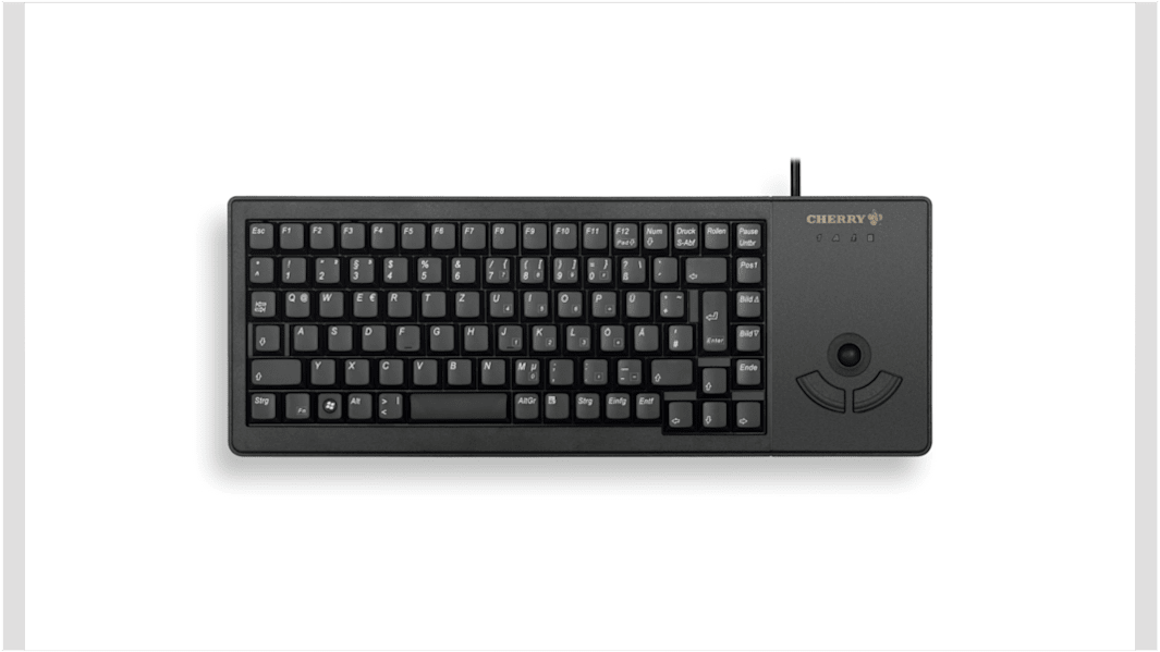 Klawiatura z trackballem Kompaktowa przewodowa, kolor: Czarny, USB, QWERTY (wersja włoska), Cherry