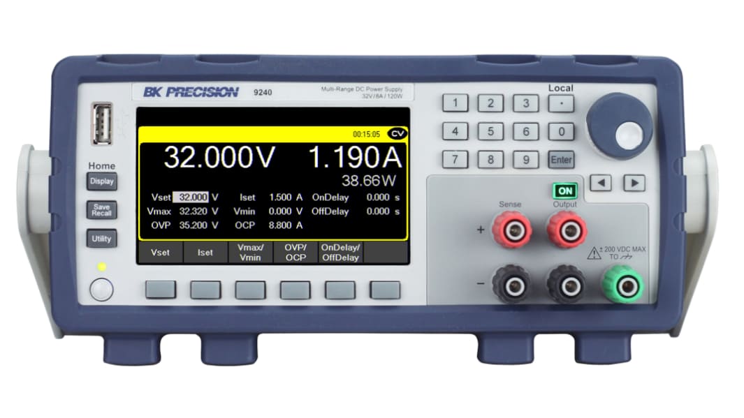 Fuente de alimentación BK Precision, calibrado UKAS, 4 salidas, 0 → 32V, 8A, 120W