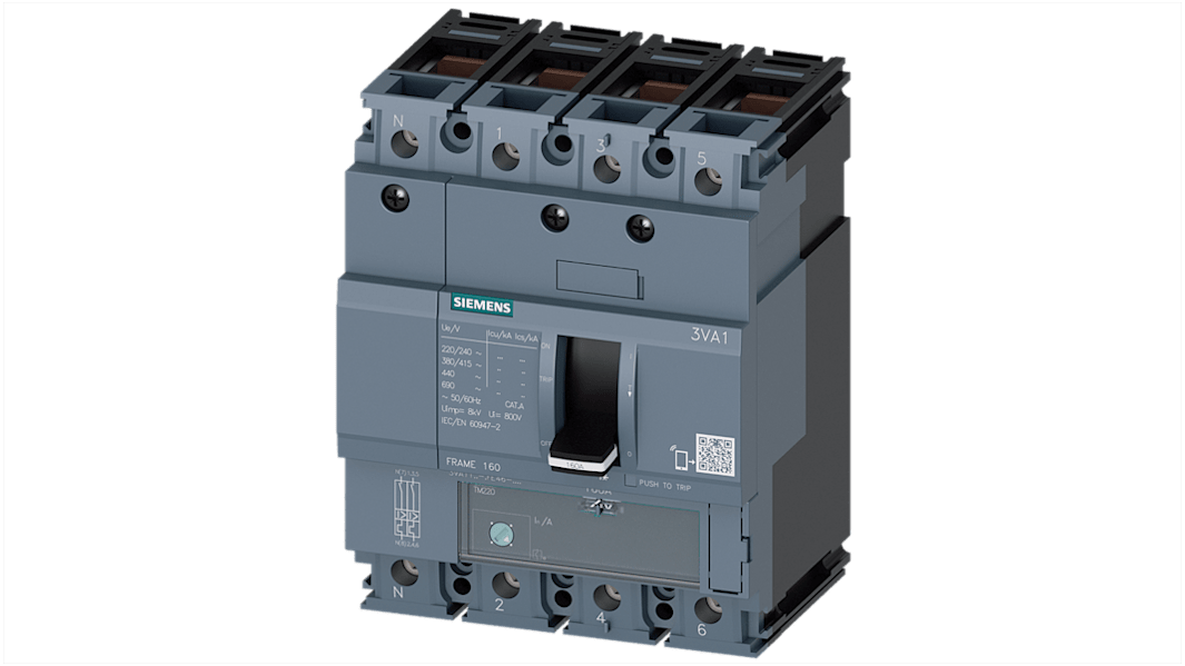 Disjoncteur Siemens SENTRON 4 pôles, 16A, pouvoir de coupure 55 kA, montage fixe