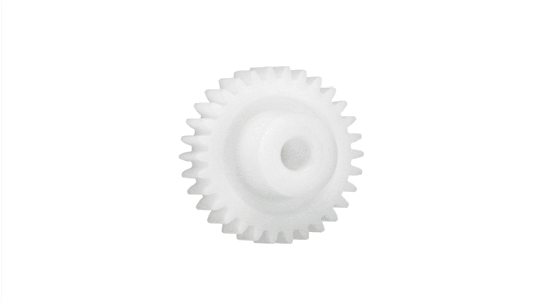Igus Iguform S270 45 Teeth Spur Gear, 0.5 Module, 4mm Bore Diam, 22.5mm Pitch Diam, 12.2mm Hub Diam