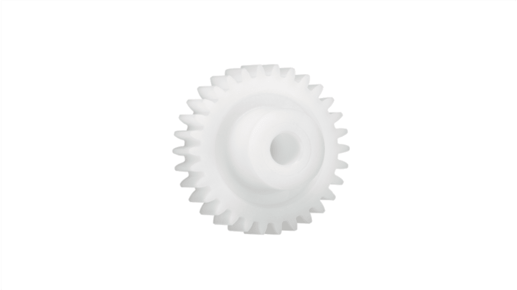 Igus Iguform S270 17 Teeth Spur Gear, 1 Module, 4mm Bore Diam, 17mm Pitch Diam, 9mm Hub Diam