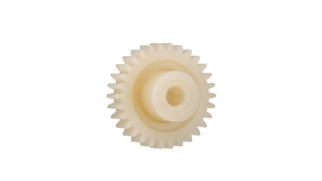 Igus Iguform S270 19 Teeth Spur Gear, 0.5 Module, 4mm Bore Diam, 9.5mm Pitch Diam, 7.8mm Hub Diam
