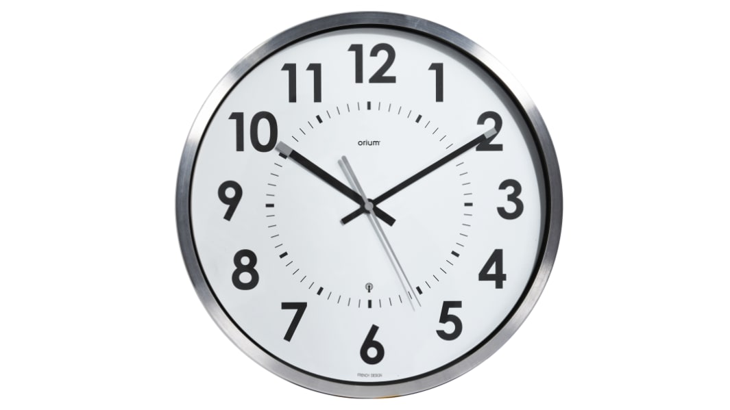 Reloj  de pared plateado Orium, Ø 40cm , radiocontrolado , suministrado con 1 pila LR6