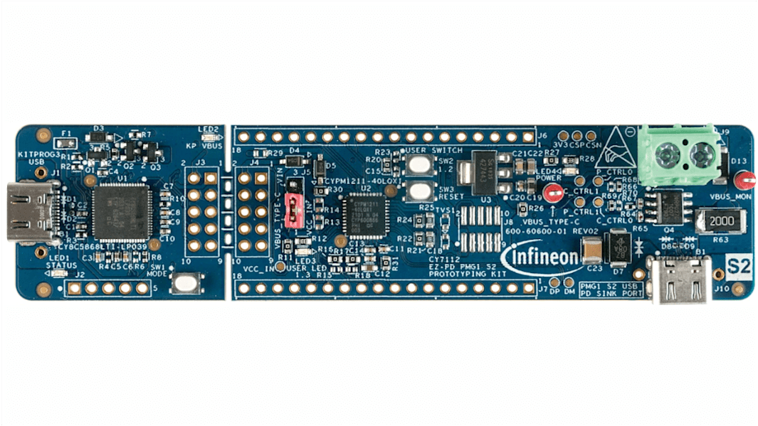 Infineon EZ-PD PMG1-S2 Prototyping Kit CYPM1211-40LQXI Evaluation Board for Microcontroller CY7112