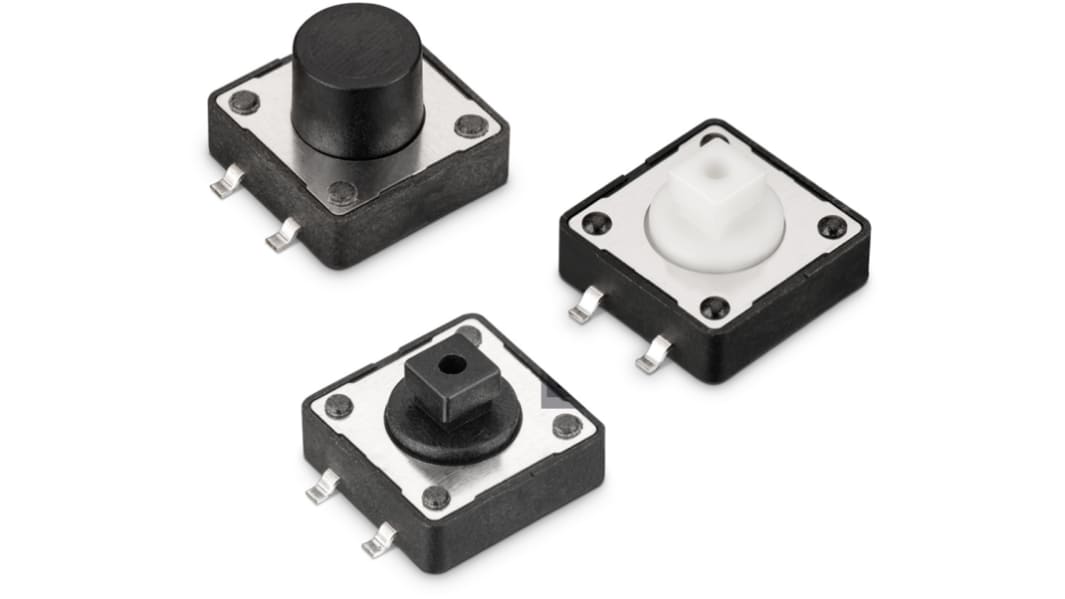 Wurth Elektronik Black Tact Switch, SPST 50mA 7mm Surface Mount