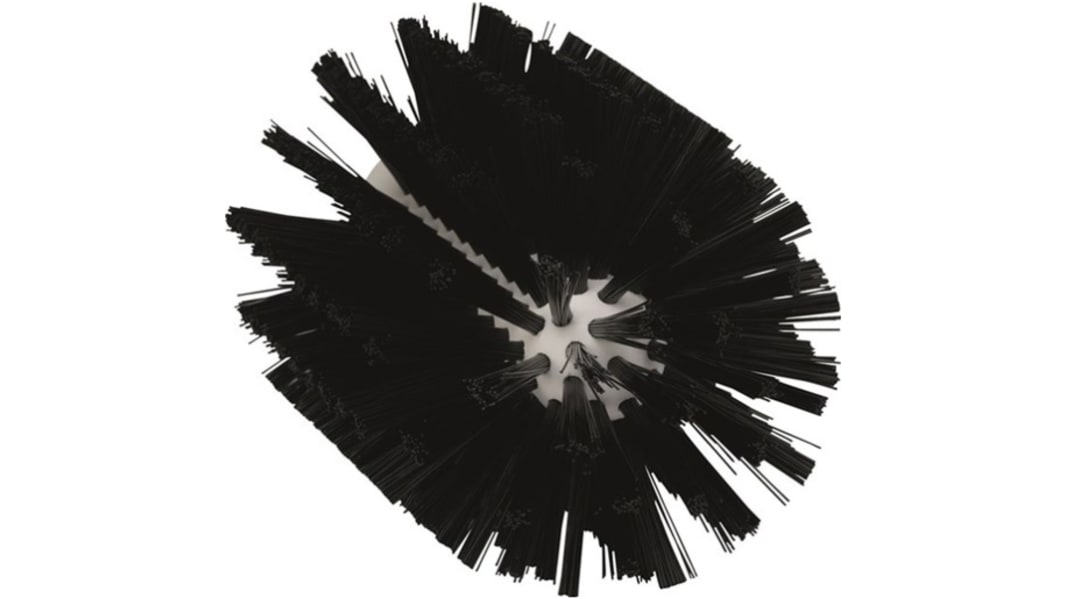 Vikan Medium Bristle Black Scrub Brush, 37mm bristle length, Polyester, Polypropylene, Stainless Steel bristle material