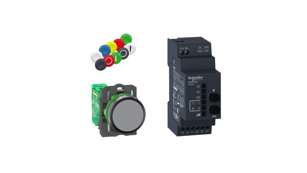 Schneider Electric Harmony XB5R Series Push Button Transmitter, Push-Push, Panel Mount, 22mm Cutout, Green LED, 240V