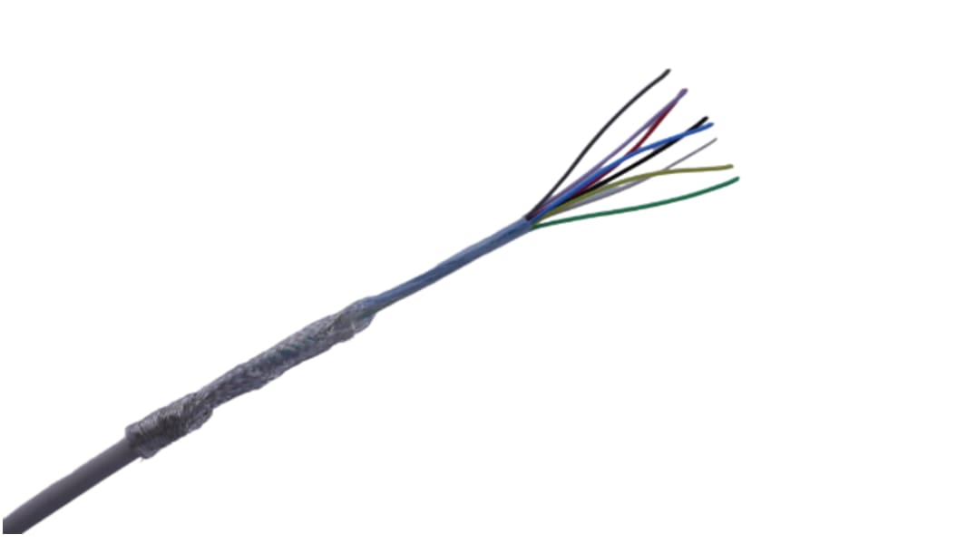 MICROWIRES, Shielded, 50m 8 Core, White Thermoplastic Elastomers TPE Power Cable