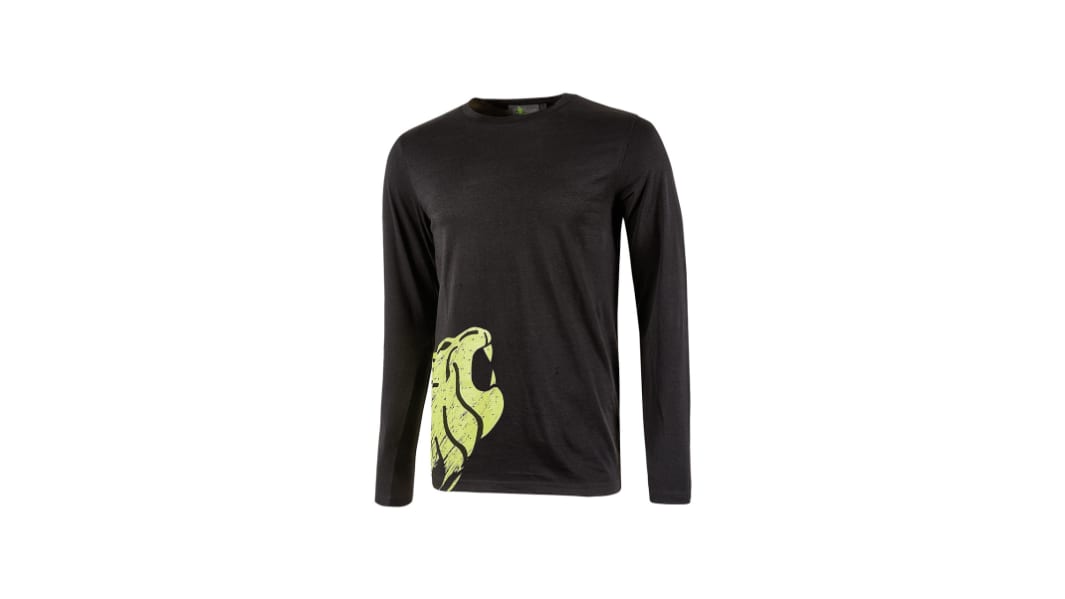 UPower Black 100% Cotton Long Sleeve T-Shirt, UK- 3XL, EUR- 4XL