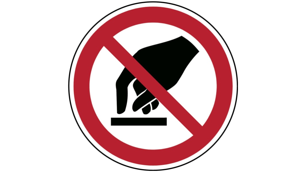 Señal de prohibición con pictograma: Prohibido tocar, autoadhesivo