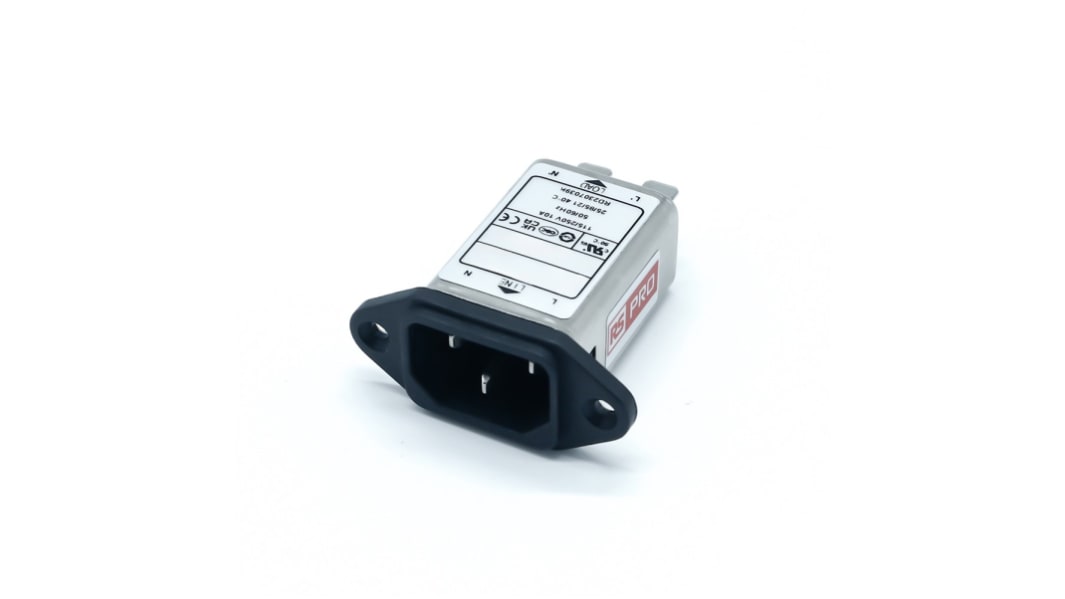 RS PRO 10A, 250 V ac Socket Chassis Mount IEC Inlet Filter, Faston