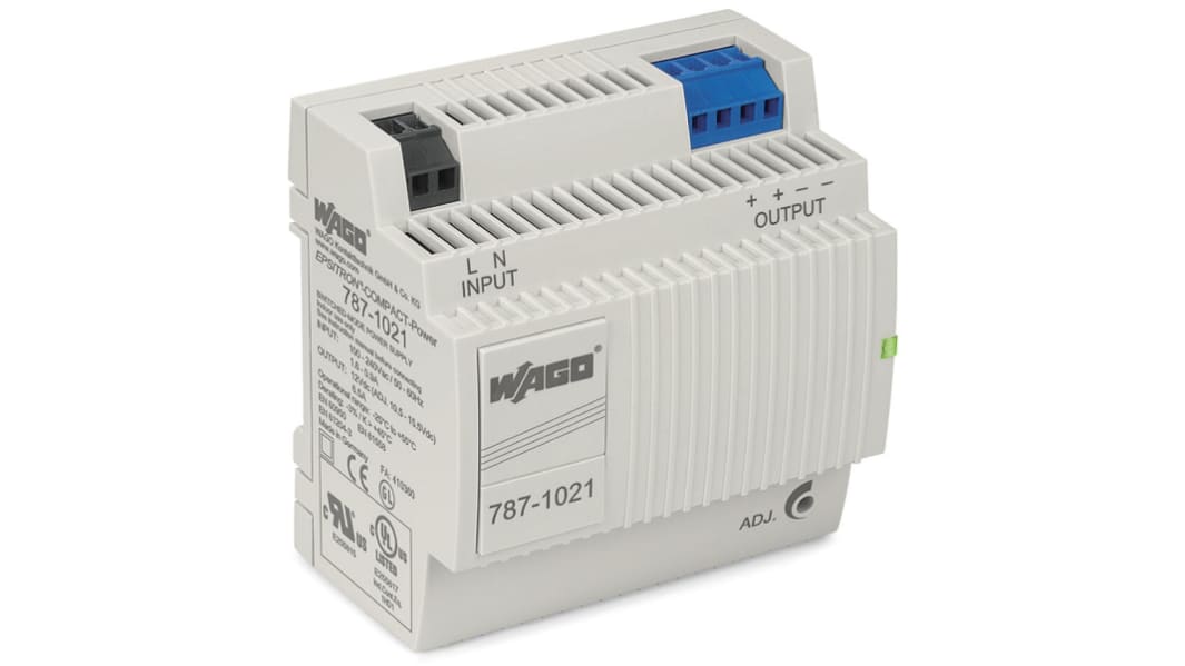 WAGO DIN Rail Power Supply, 230V, 12V dc, 6.5A Output, 78W