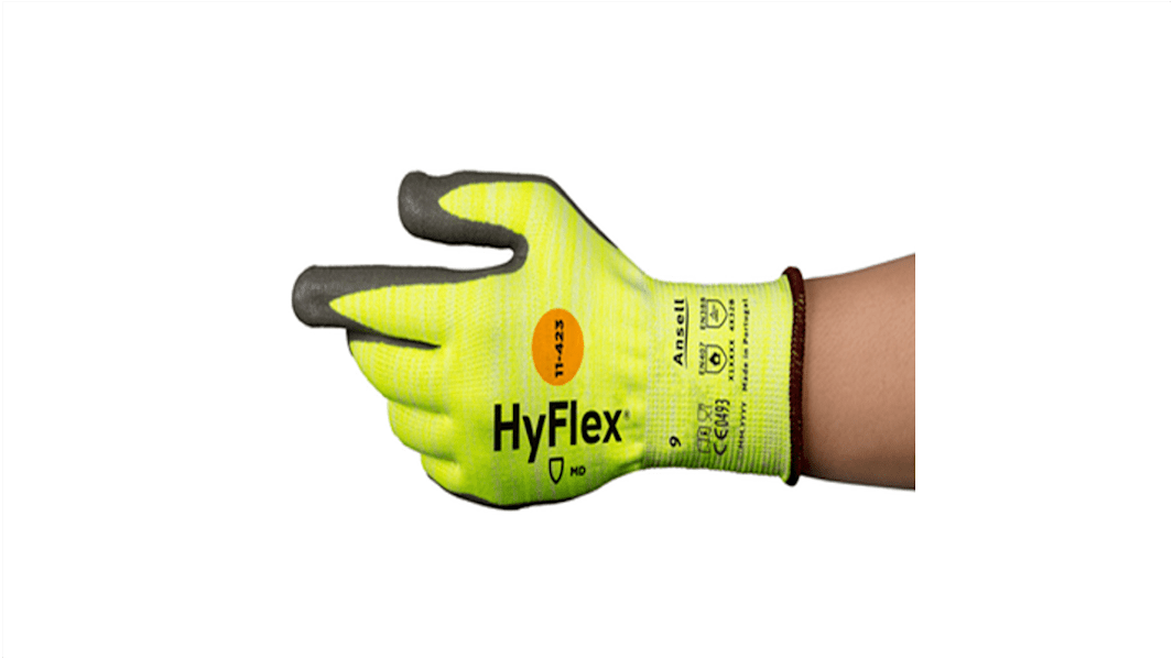 Guanti da lavoro Ansell HyFlex 11423, Tg. 8, in Fibra di vetro, Poliammide, col. Grigio