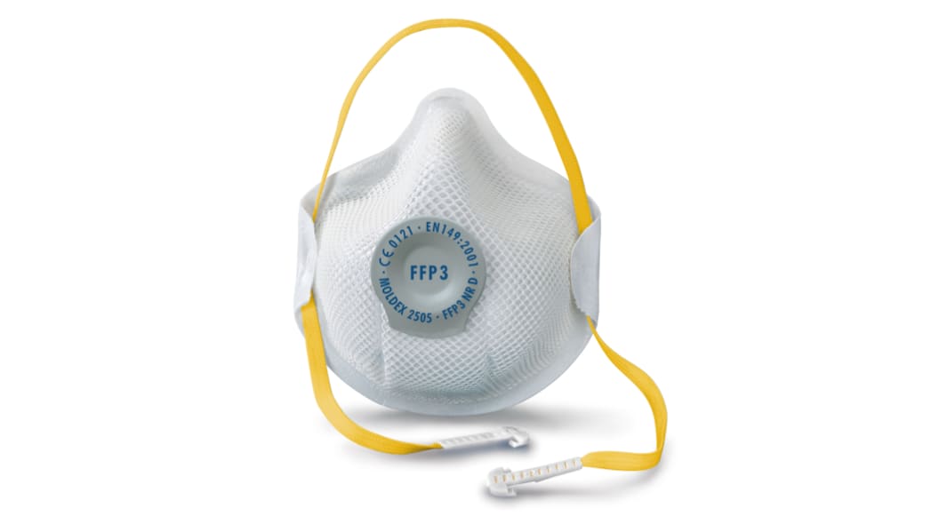Mascherine usa e getta FFP3 con valvola Moldex serie Moldex Smart, col. Blu, Bianco