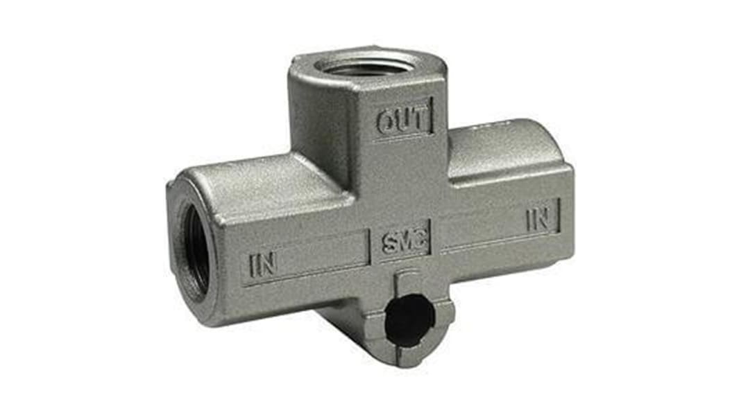 SMC VR Series, Pneumatic Shuttle Valve Threaded Connection, Rc 1/8 Thread, 10 bar Max Operating Pressure