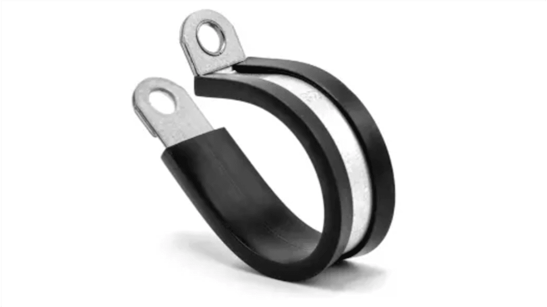 Abrazadera en forma de P, 17mm, Acero Inoxidable, Negro