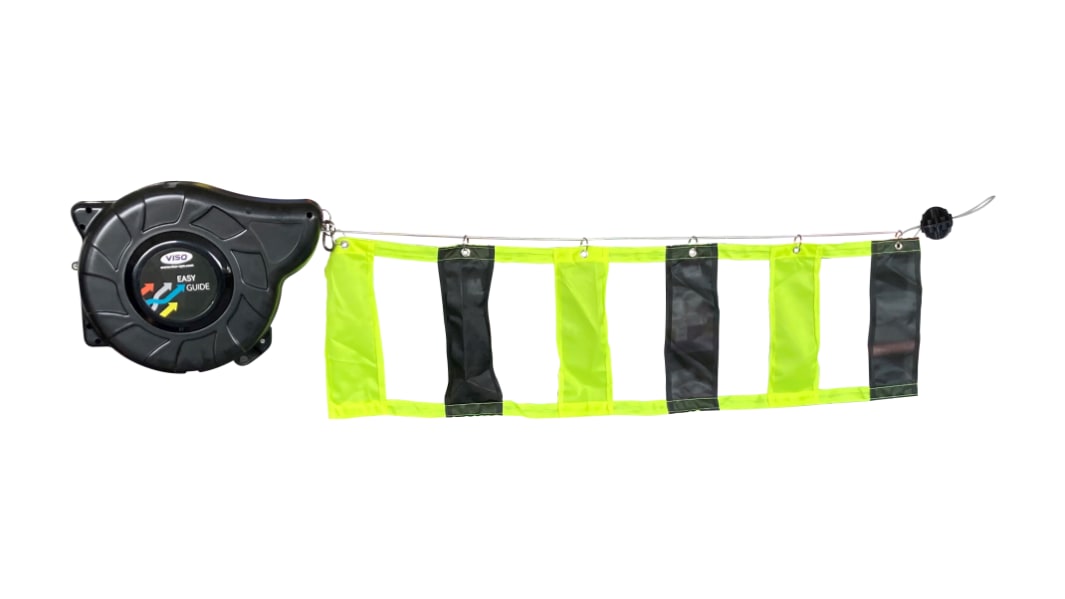 Viso Absperrkette Polyester Schwarz, Gelb Pfosten, H.Barr. 300mm L.Band 15m