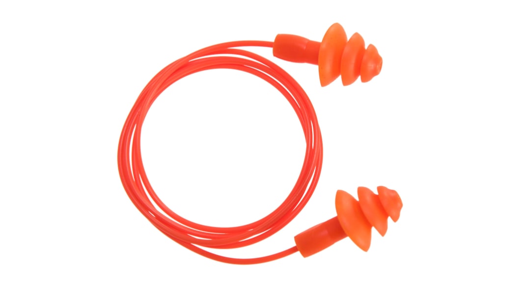 Portwest EP04 Series Orange Reusable Corded Ear Plugs, 32dB Rated, 50 Pairs