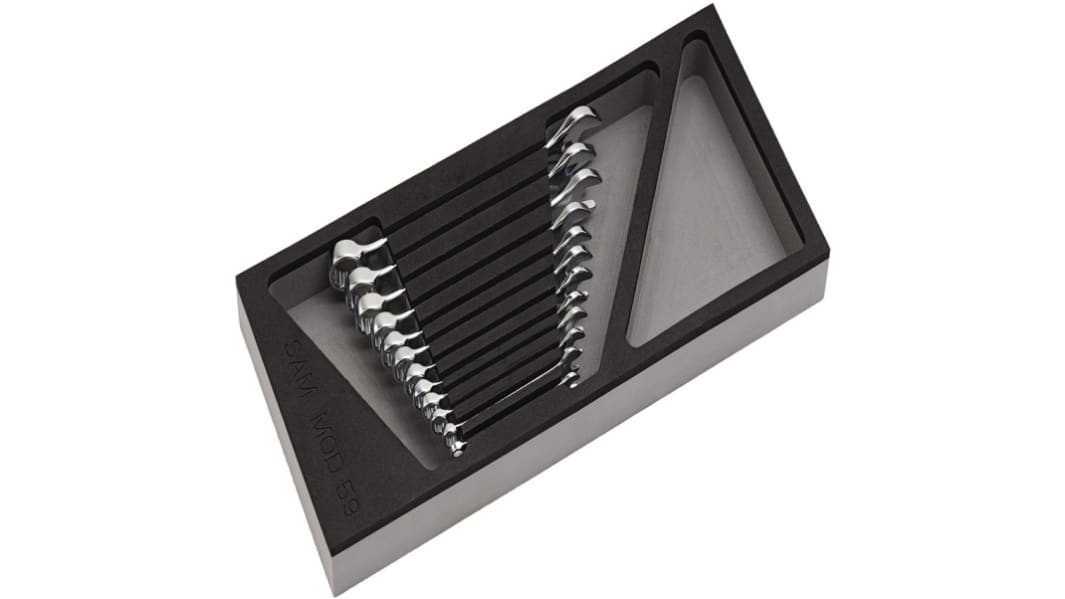 SAM 50A Series 12-Piece Combination Spanner Set, 7 → 19 mm, Chrome Vandium Steel