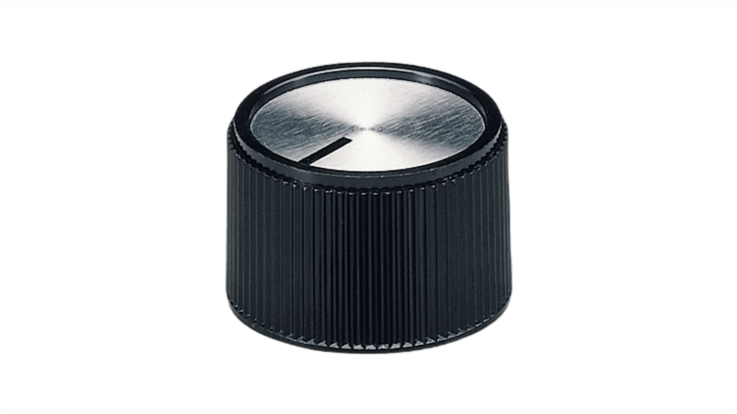 Manopola per potenziometro OKW, Ø 20mm, albero da 6mm (Albero circolare), col. Nero