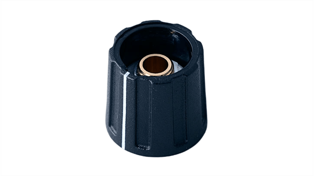 Manopola per potenziometro OKW, Ø 16mm, albero da 6mm (Albero circolare), col. Nero
