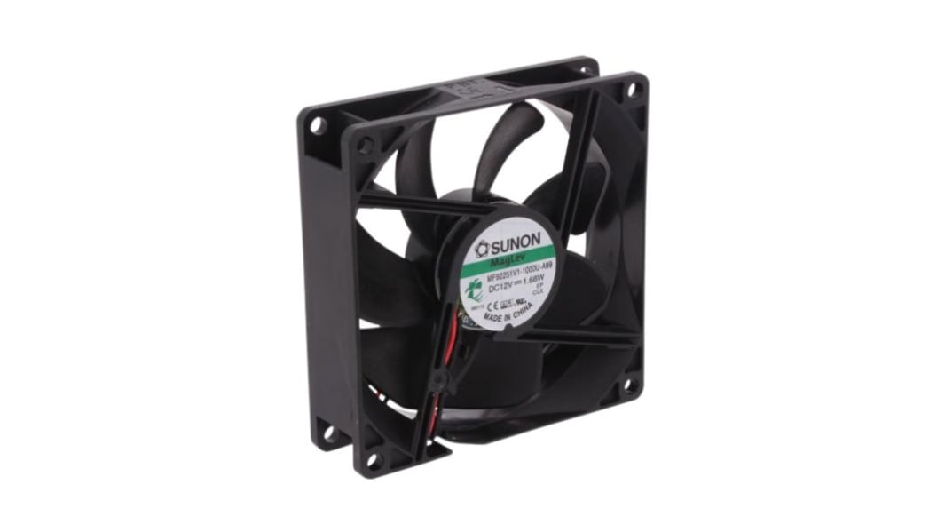 Ventilateur axial Sunon 12 V c.c., 51.5cfm, 92 x 92 x 25mm, 1.94W