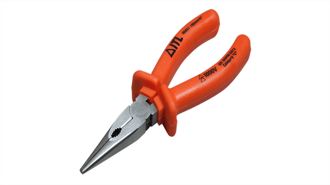 ITL Insulated Tools Ltd 51 Nose pliers, 150 mm Overall, Straight Tip, VDE/1000V, 6 pouces Jaw