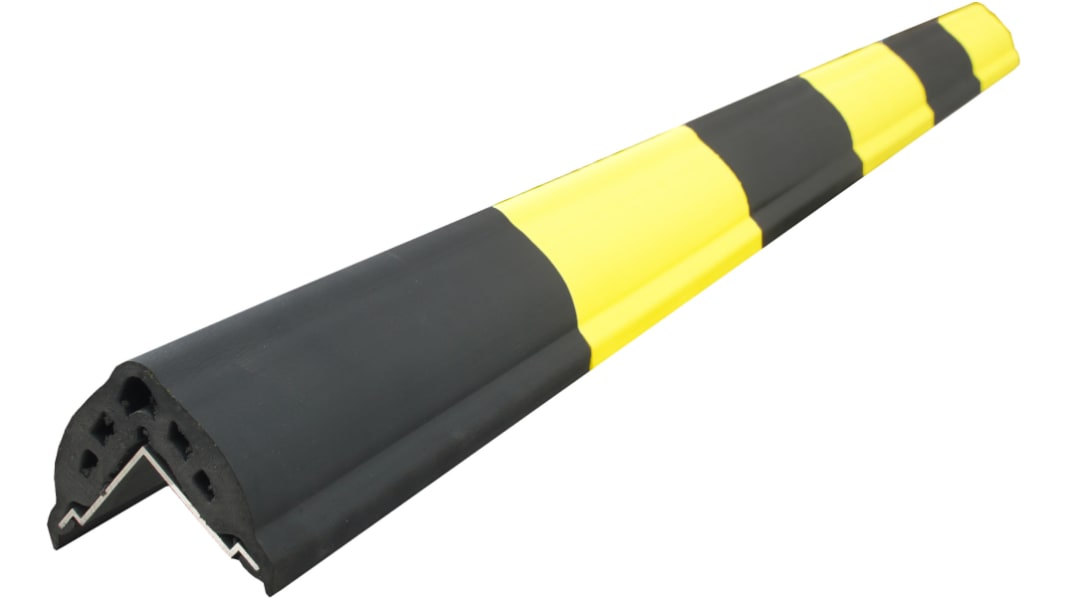 RS PRO Aluminium, Gummi Absperrposten für den Einsatz auf Ecke, Kante Ecke, 50mm x 1140mm, Schwarz, Gelb