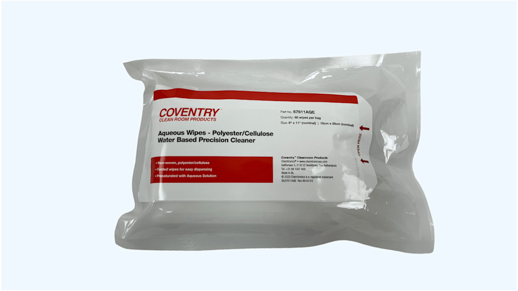 Chemtronics Coventry Econowipes Wet Cleaning Wipes, Bag of 60, 150 x 280mm