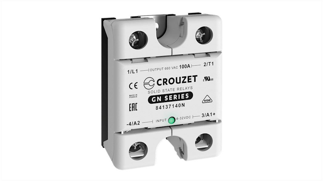Crouzet GN Series Solid State Relay, 100 A Load, Panel Mount, 660 V ac Load, 32 Vdc Control