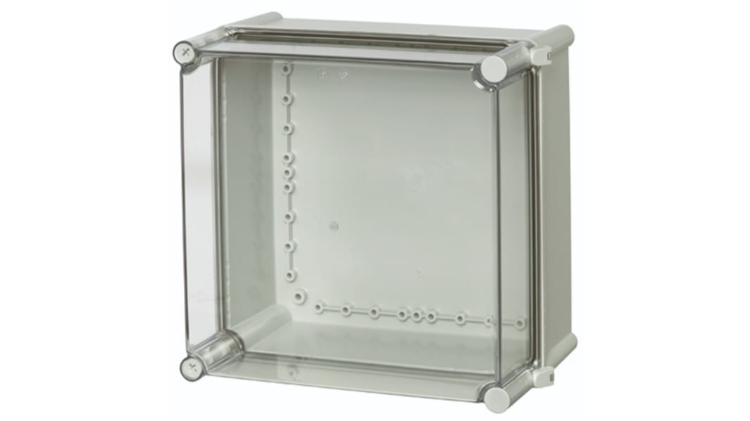 Fibox PC Series Grey Polycarbonate General Purpose Enclosure, IP65, IK08, Transparent Lid, 280 x 280 x 130mm