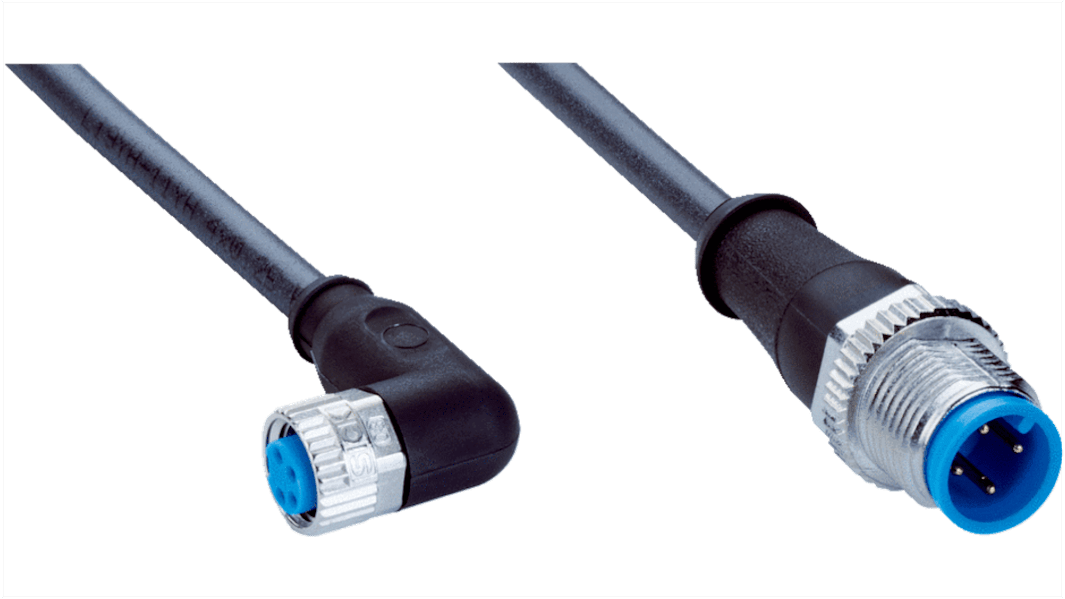 SICK Right Angle Female 4 way M8 to Straight Male 4 way M12 Connector & Cable, 5m