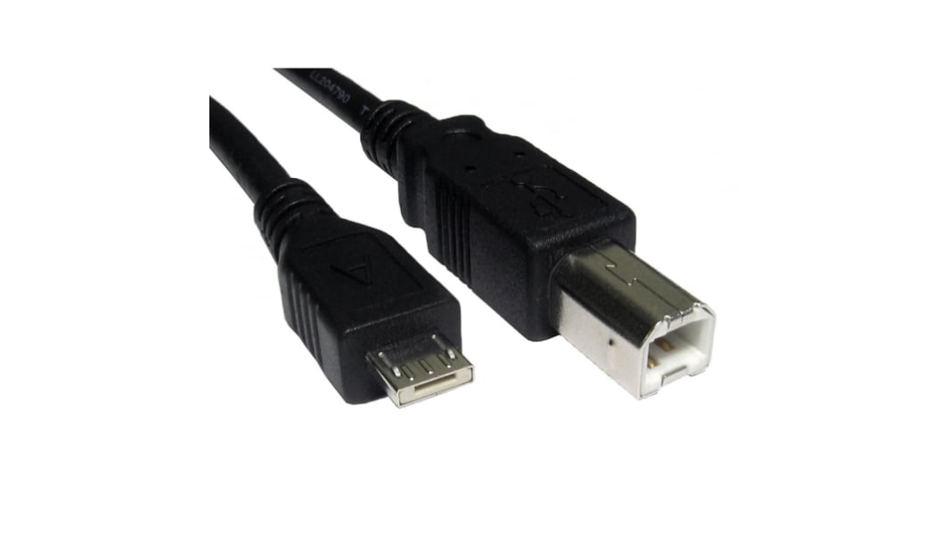 RS PRO USB 2.0, Male Micro USB A to Male USB B, 1.8m