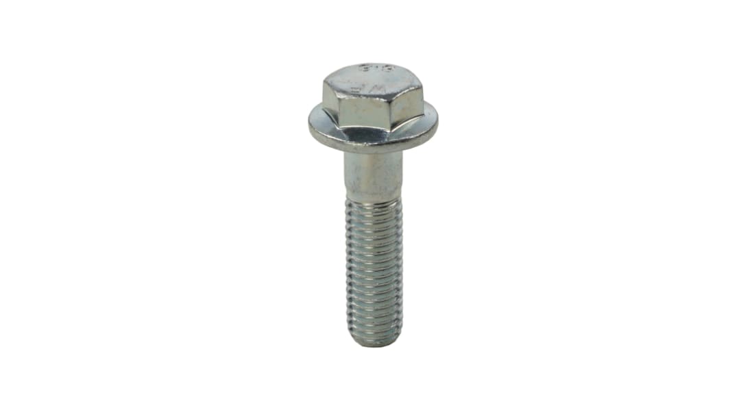 RS PRO Bright Zinc Plated Steel, Plain Flange Bolt, M6 x 16.0mm