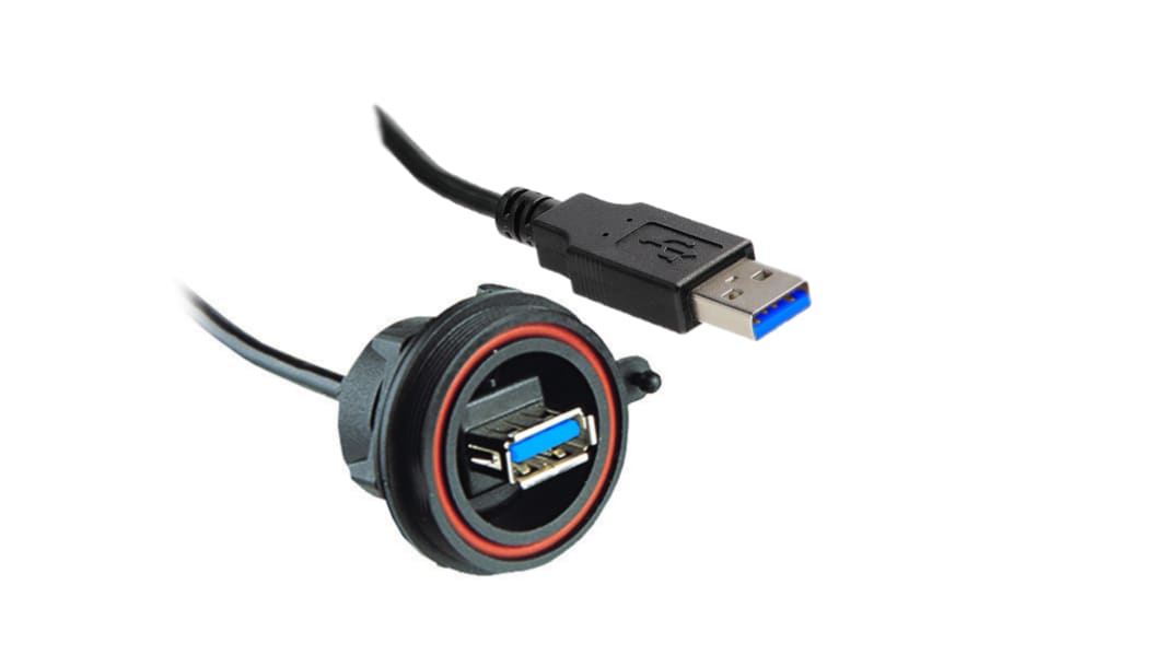 Bulgin USB 3.0, Female USB A to Male USB A, 500mm