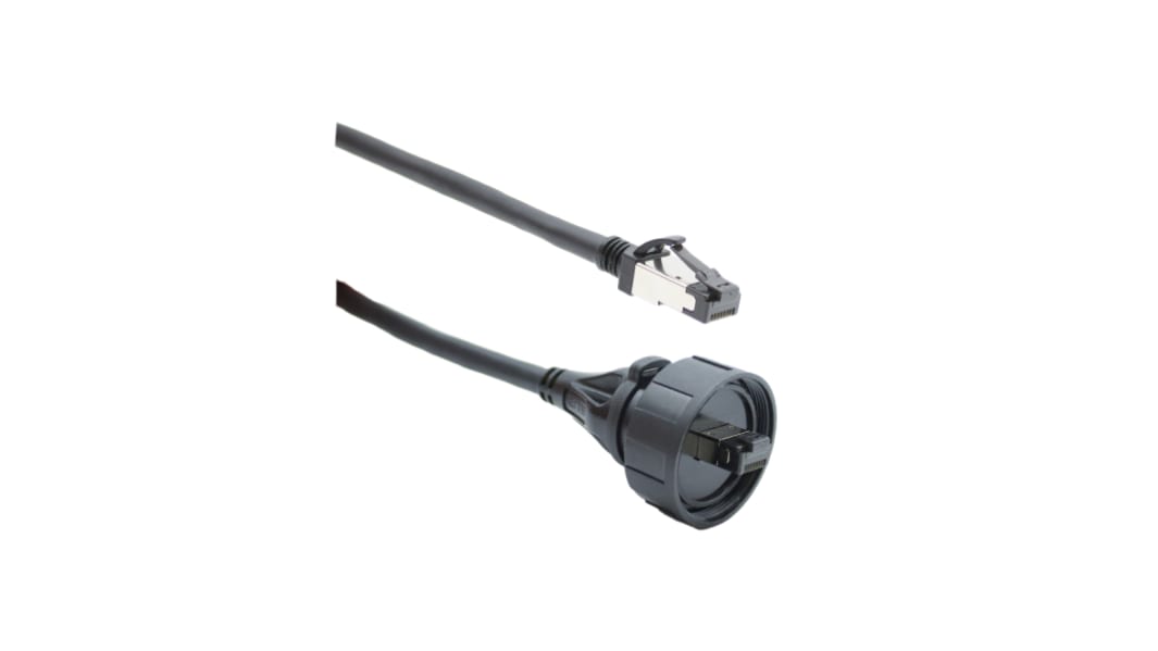Bulgin Standard Buccaneer - Ethernet Ethernet-kabel Cat8, Sort PVC kappe, 72 V, 2m