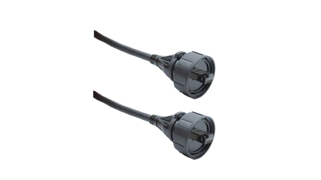 BulginStandard Buccaneer - Ethernet, 2m Cat8, Black RJ45 to Male RJ45 Male, S/FTP Shielded, Terminated PVC Sheath