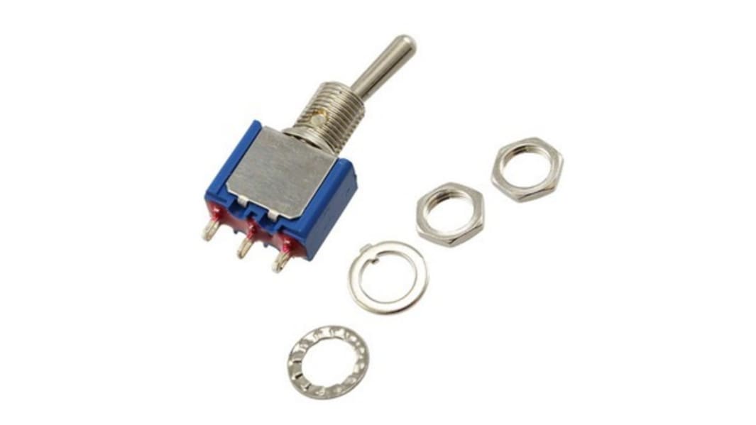 APEM Toggle Switch, Panel Mount, On-Off-On, 1P, Solder Lug Terminal, 125V ac