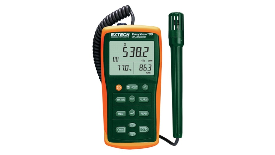 Registrador de datos Extech EA80, para CO2, humedad, temperatura, interfaz RS232