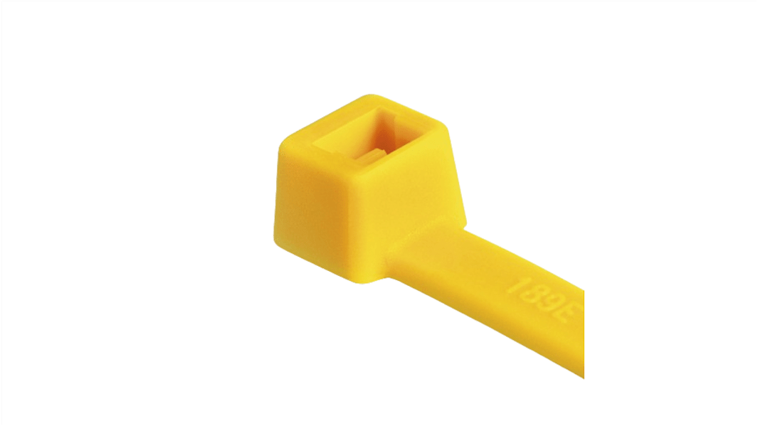 Brida HellermannTyton T18R de Poliamida 6,6 (PA66) Amarillo, 100mm x 2,5 mm, Dentro de Serrado
