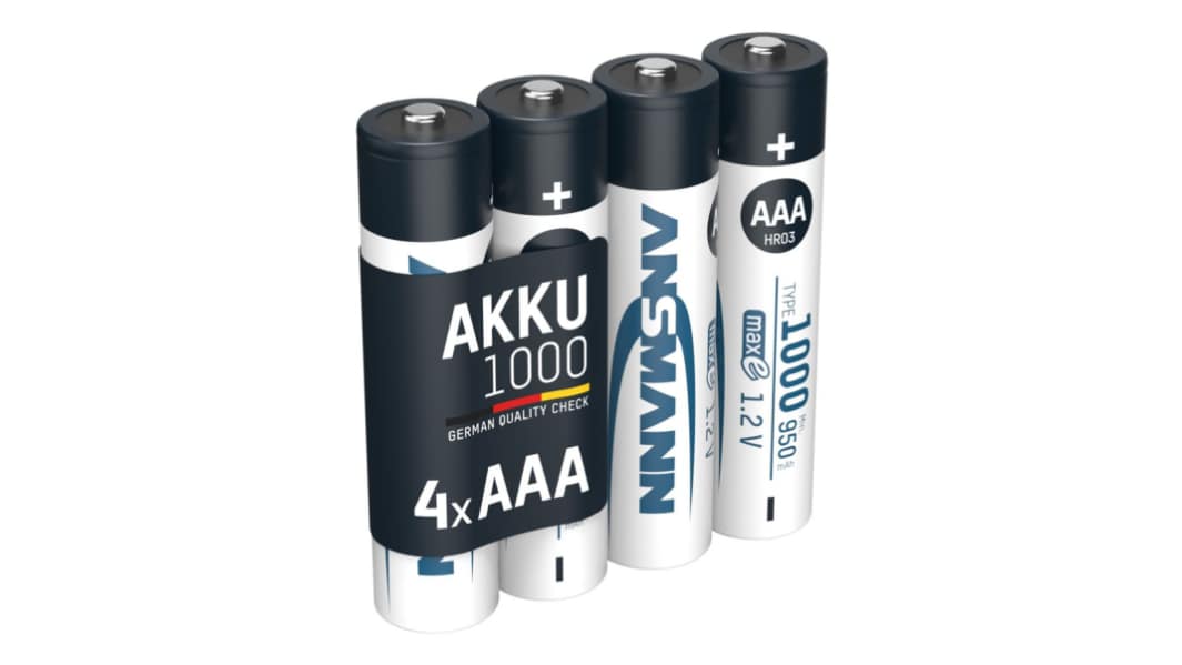 Ansmann MaxE NiMH Rechargeable AAA Battery, 1Ah, 1.2V